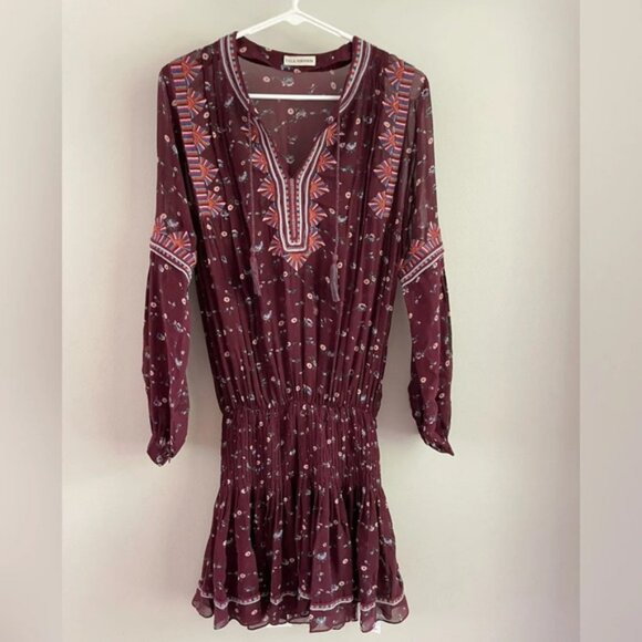 Ulla Johnson Burgundy Gita Floral Silk Mini Dress - Extra Small XS (0) - Picture 6 of 11